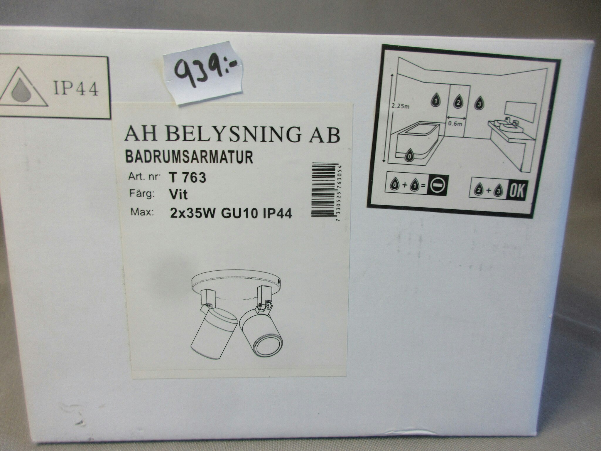 AH Belysning Badrumsarmatur T 763 Vit IP44