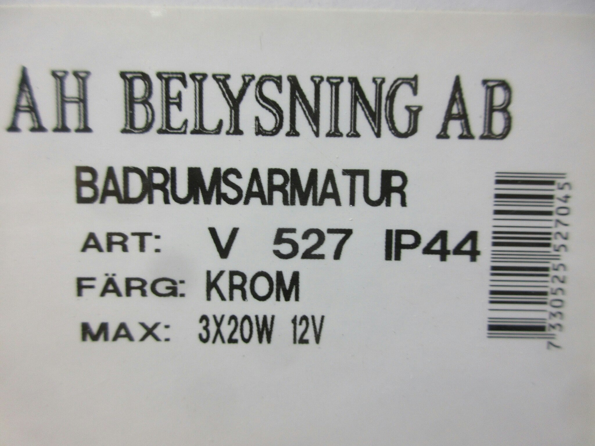AH Belysning Badrumsarmatur V527 IP44