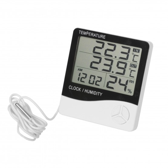Viking Digital termohygrometer inomhus med klocka