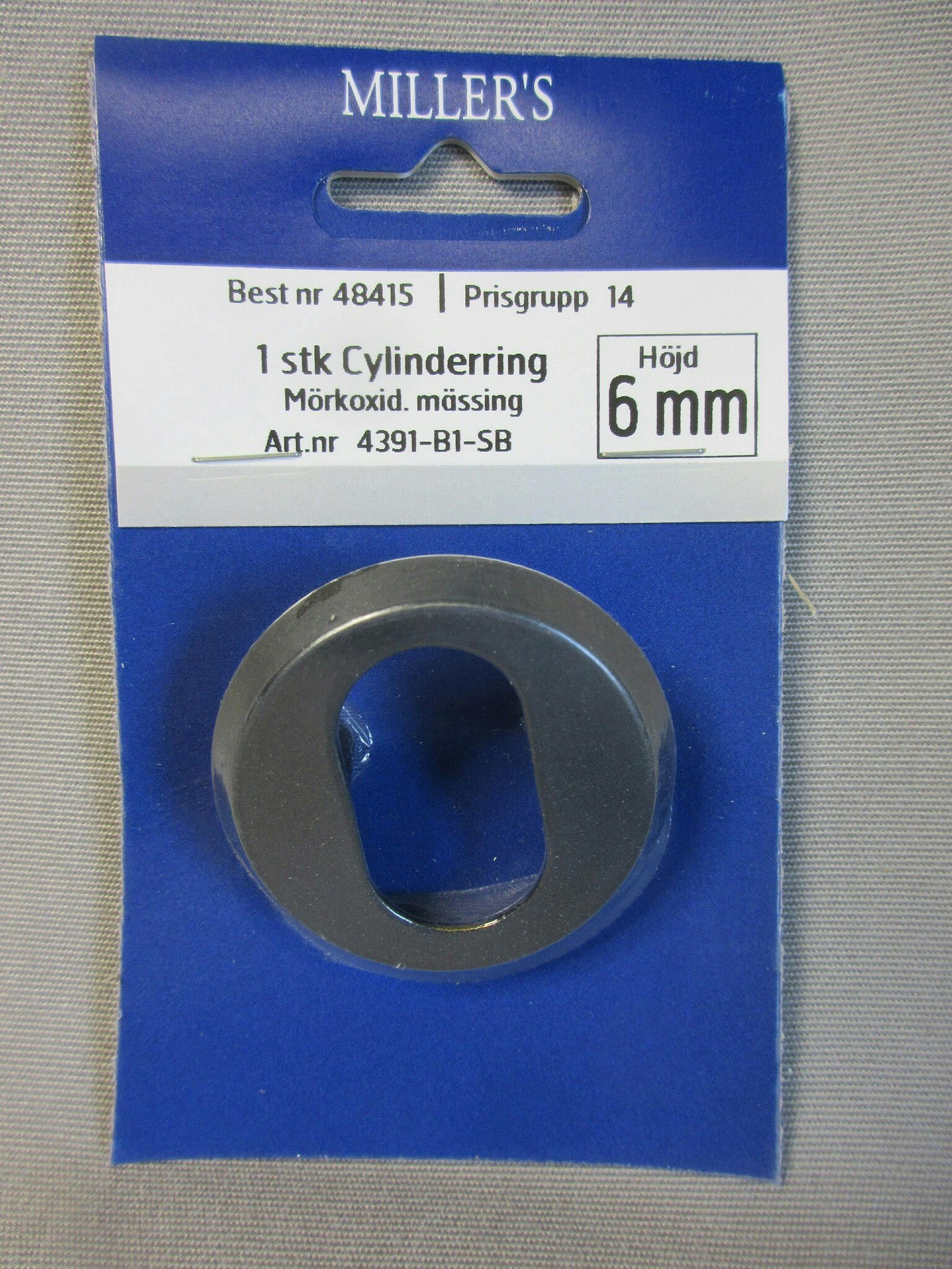 Millers Cylinderring 6 mm. Mörkoxid mässing 48415