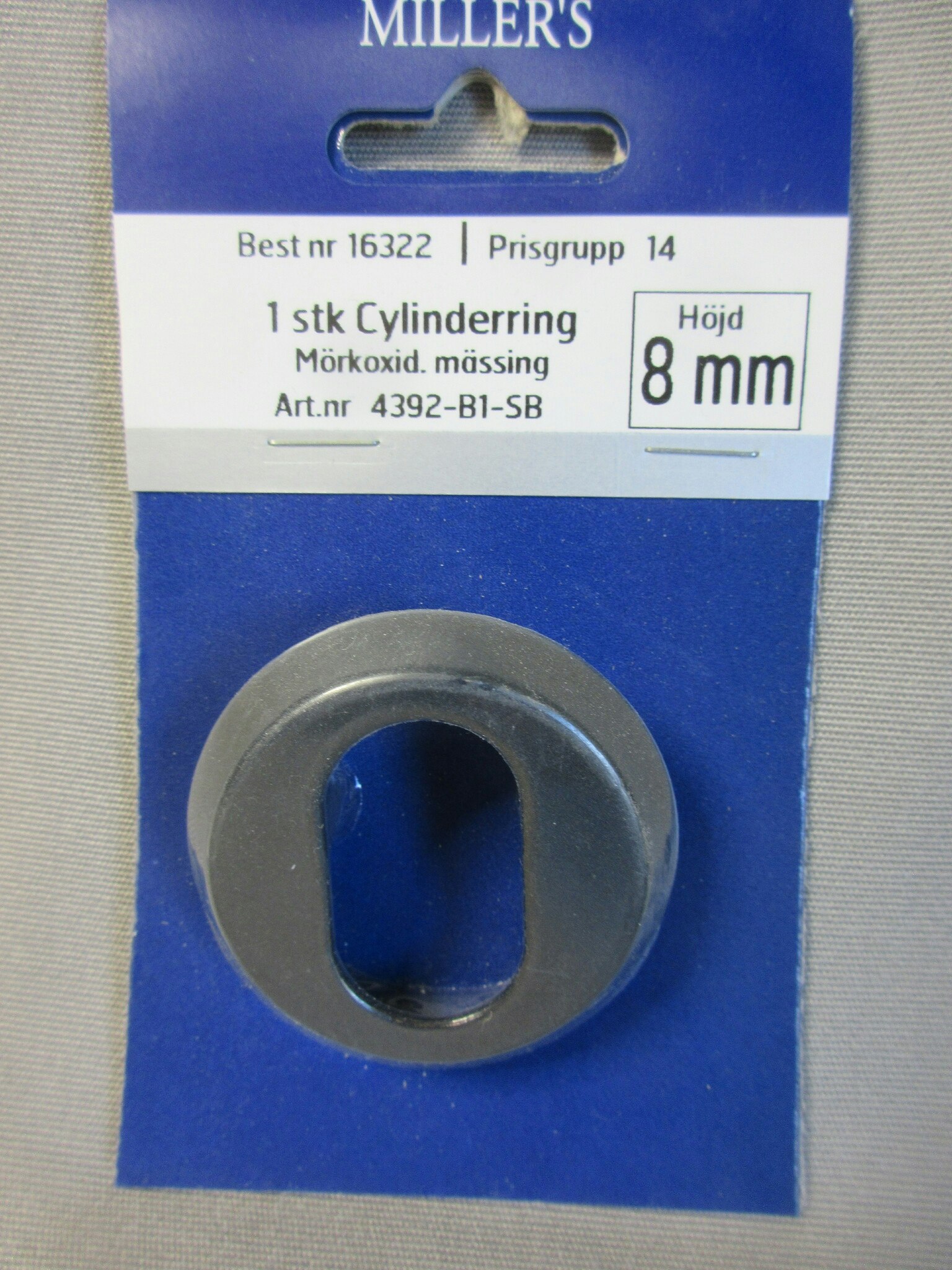 Millers Cylinderring 8 mm. Mörkoxid mässing 16322