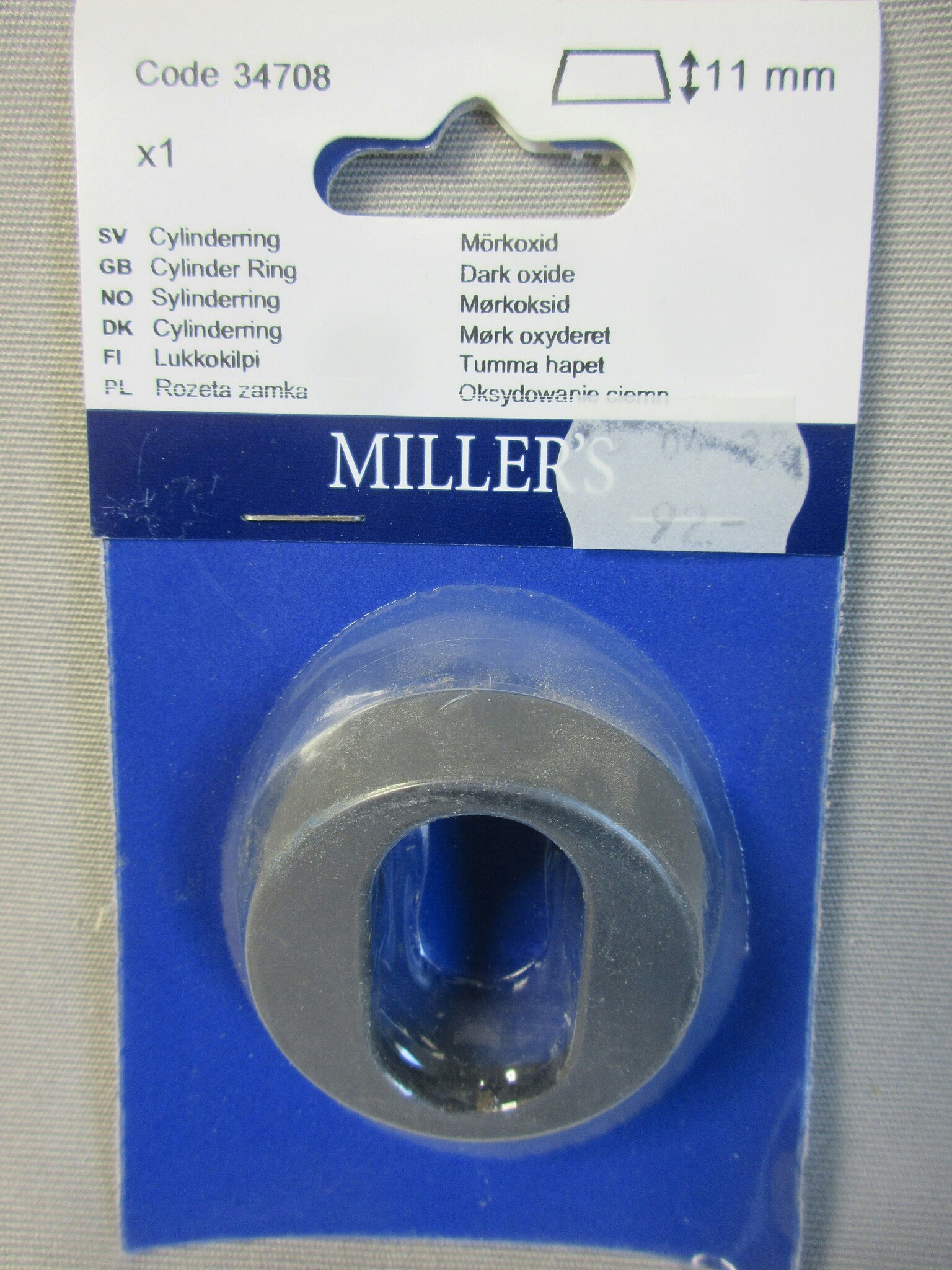 Millers Cylinderring 11 mm. Mörkoxid 34708