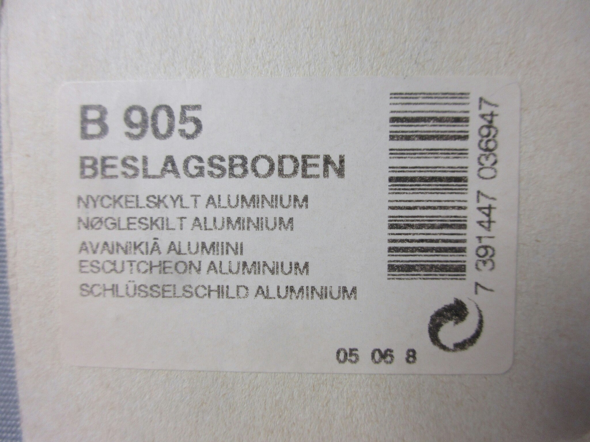 Beslagsboden Nyckelskylt Aluminium B905