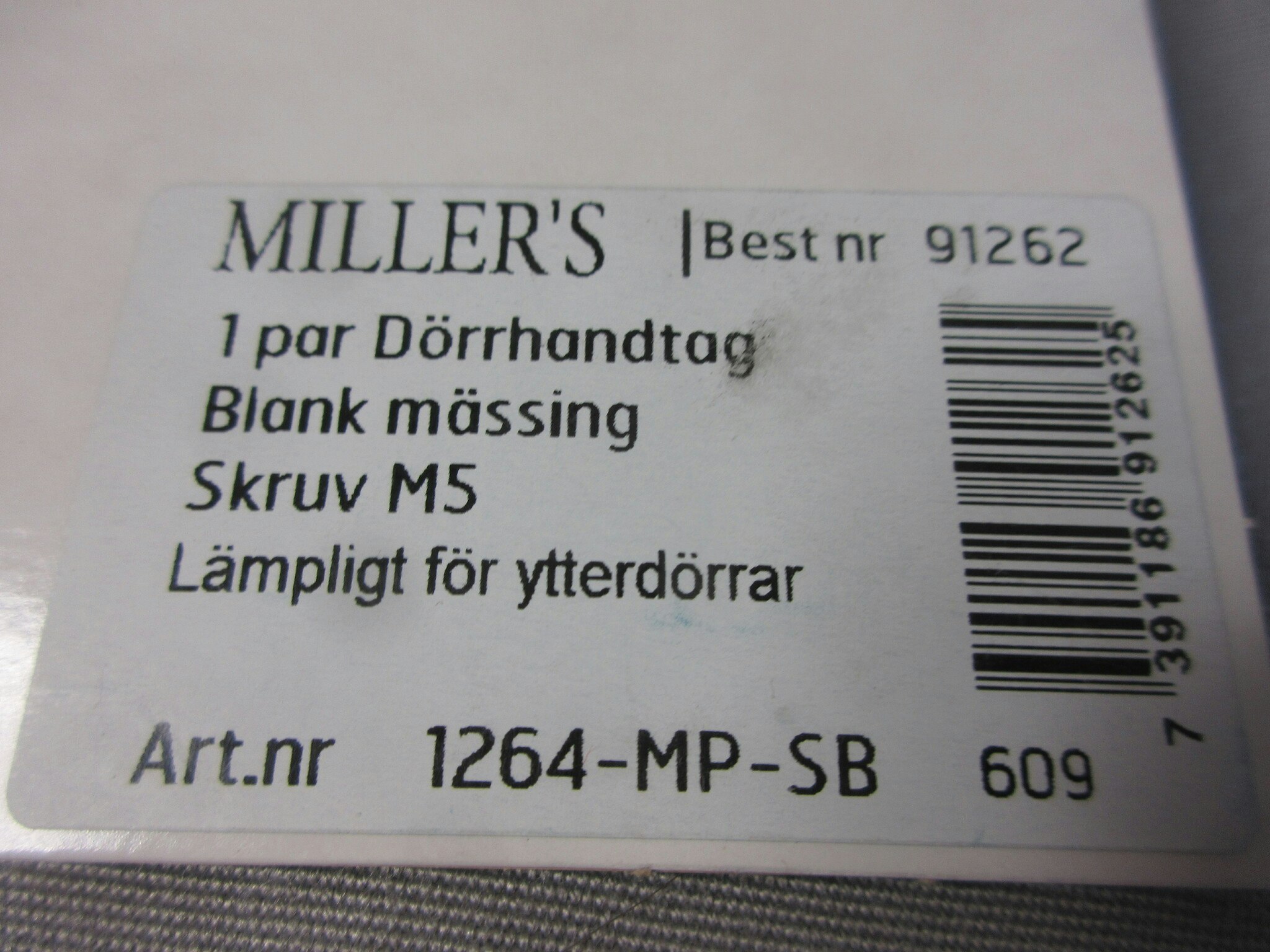 Millers Dörrhandtag Blank Mässing 91262