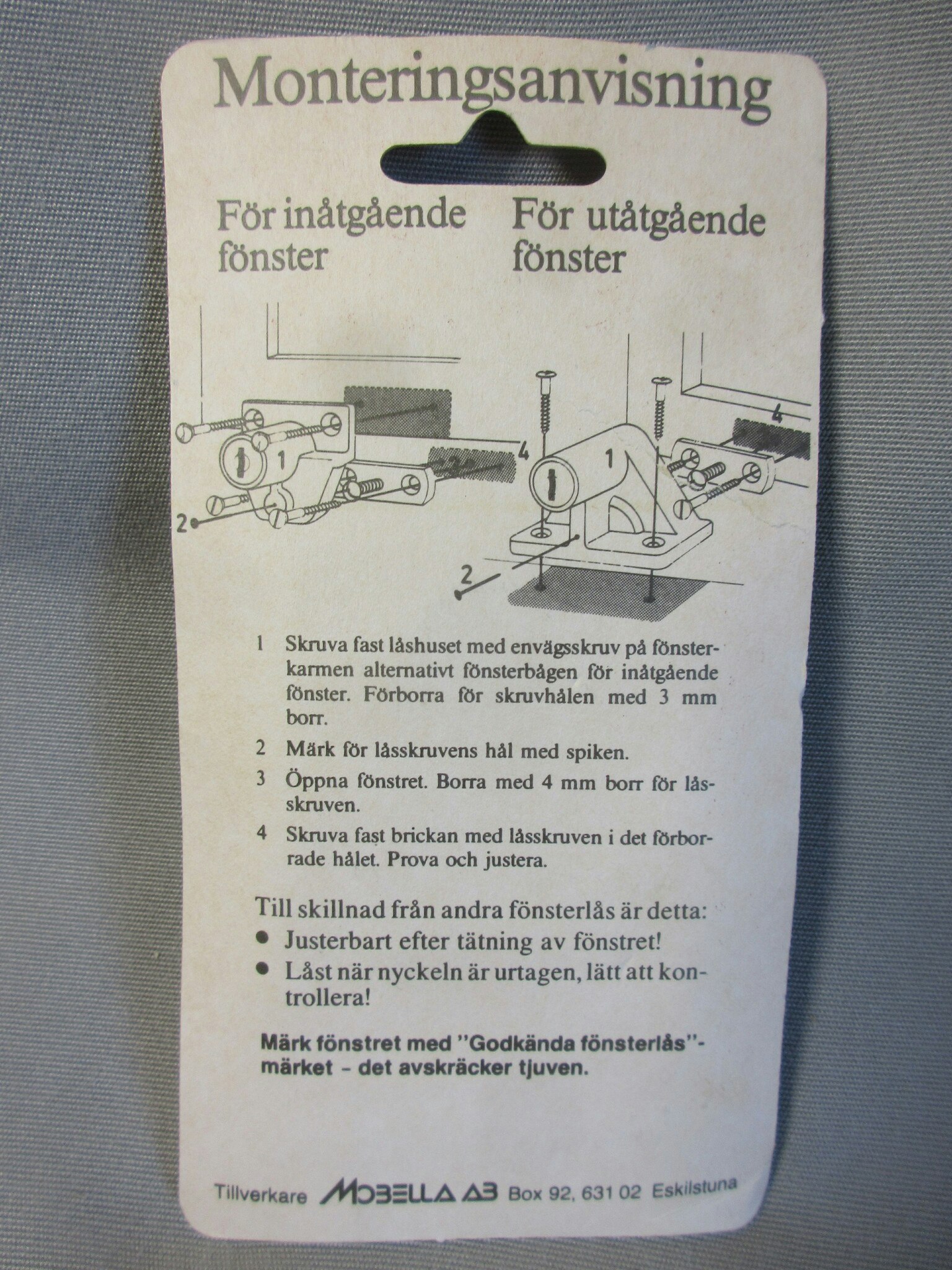 Fönsterlås Menova 1521 utåtgående Vit LL SB