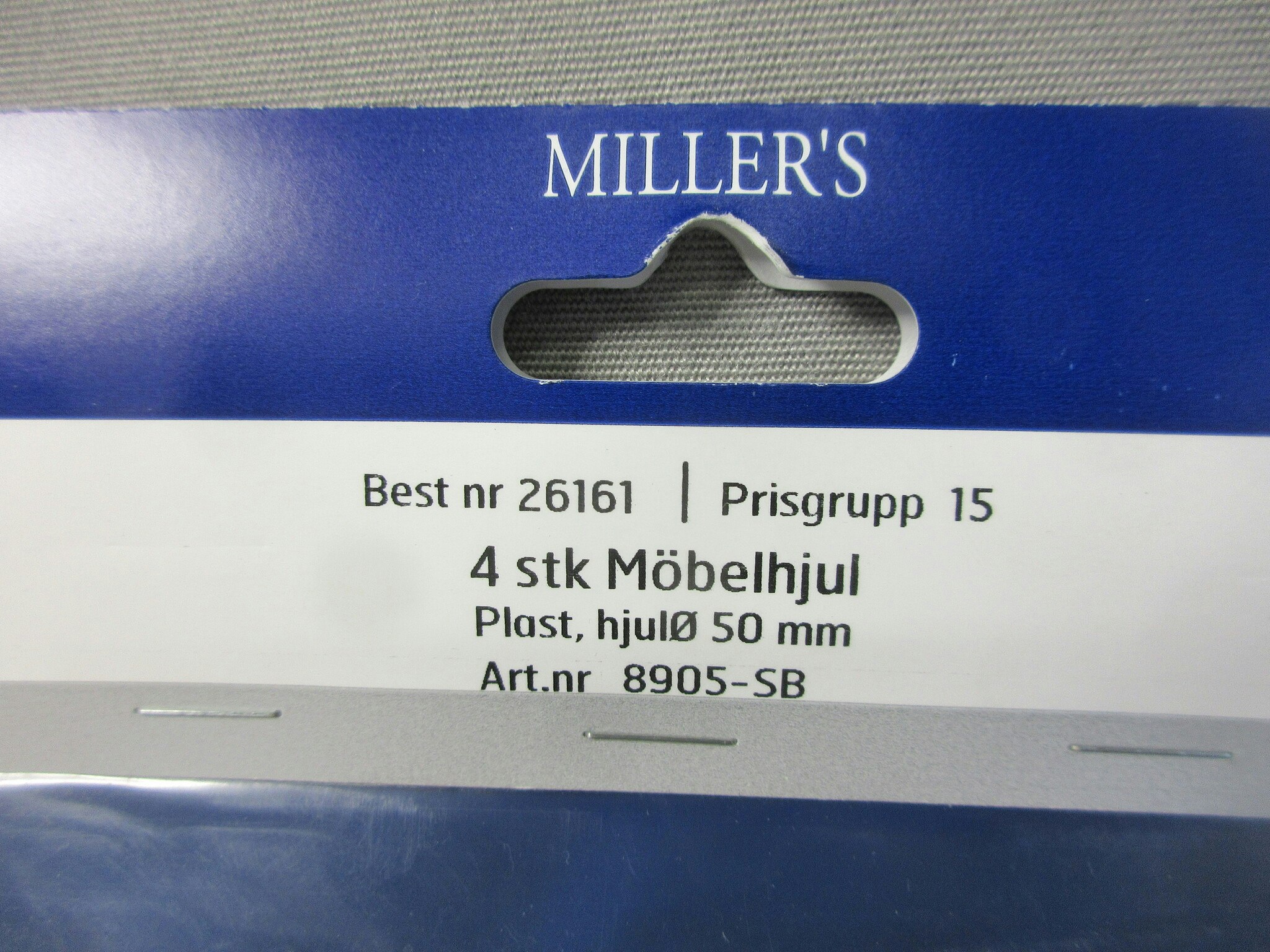 Millers Möbelhjul 50 mm. 4 st.