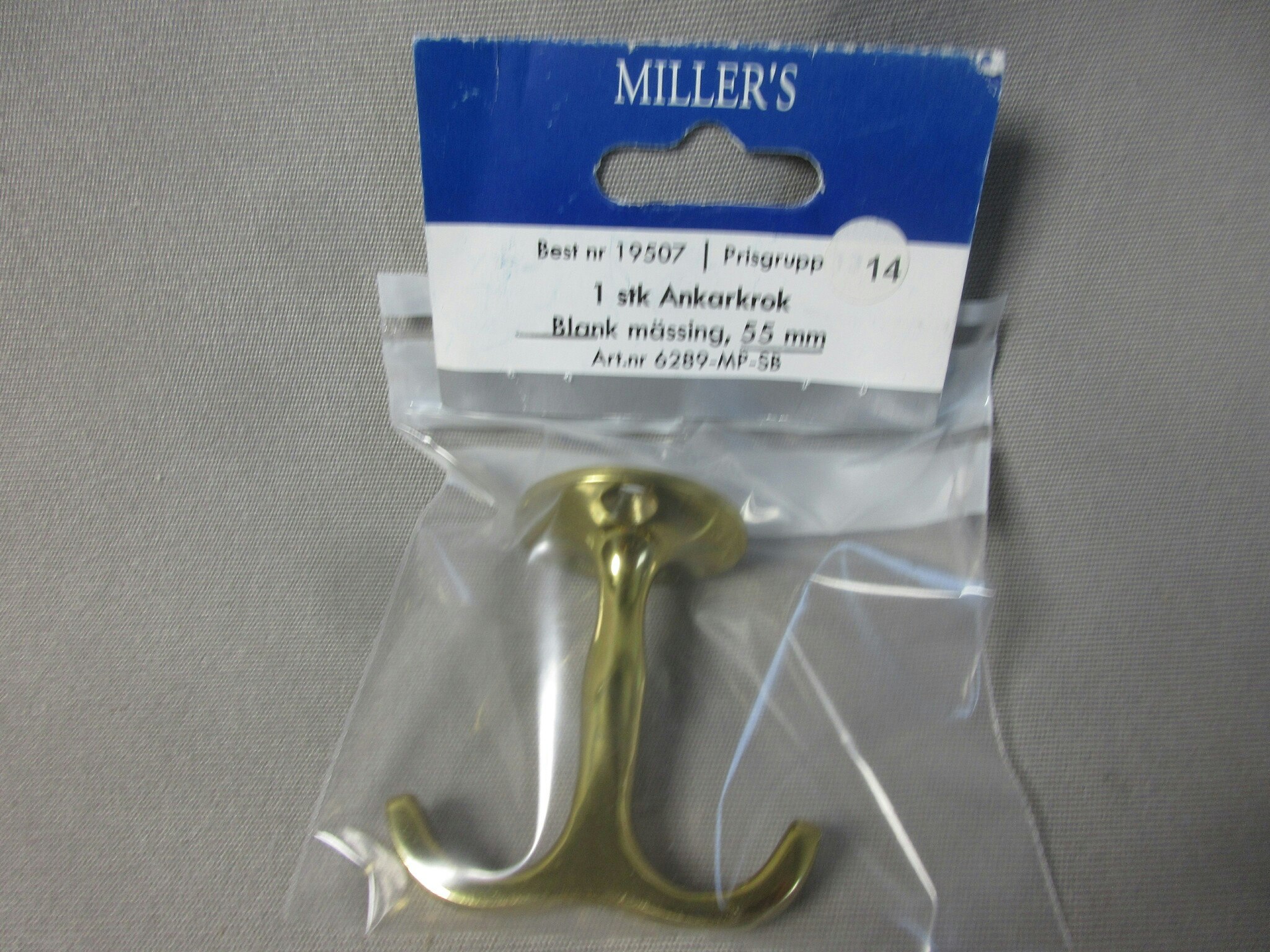 Millers Ankarkrok Blank Mässing 55 mm