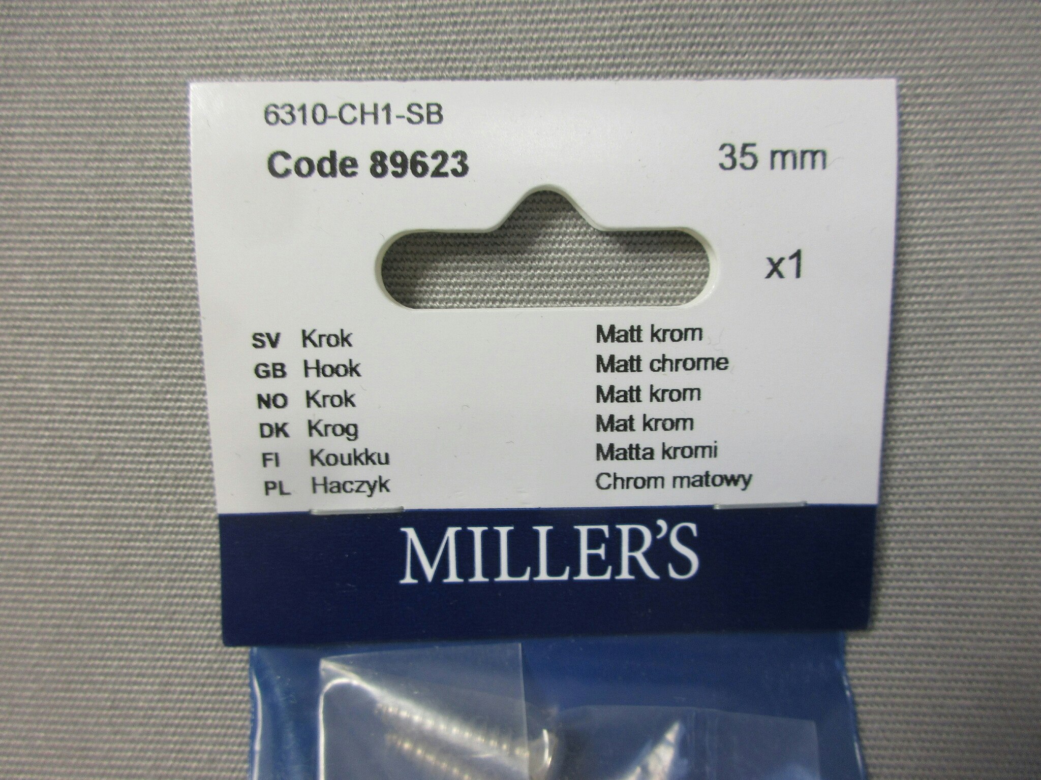 Millers Krok 35 mm. Mattkrom 89623. 1 st.