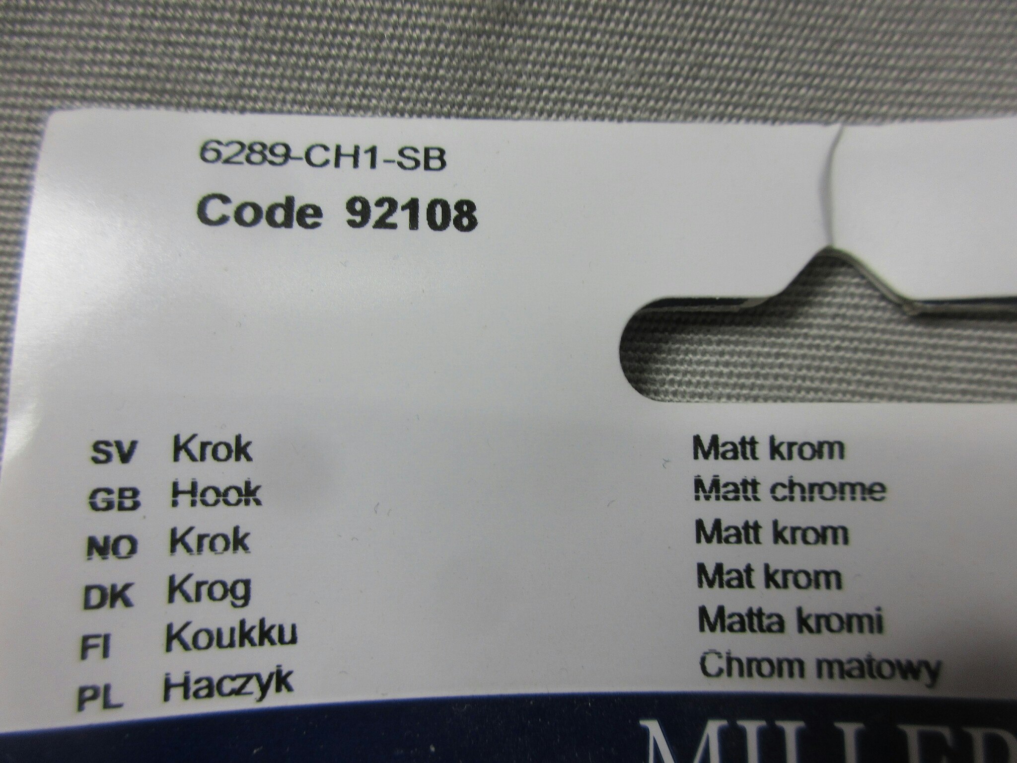 Millers Ankarkrok Matt Krom 57 mm