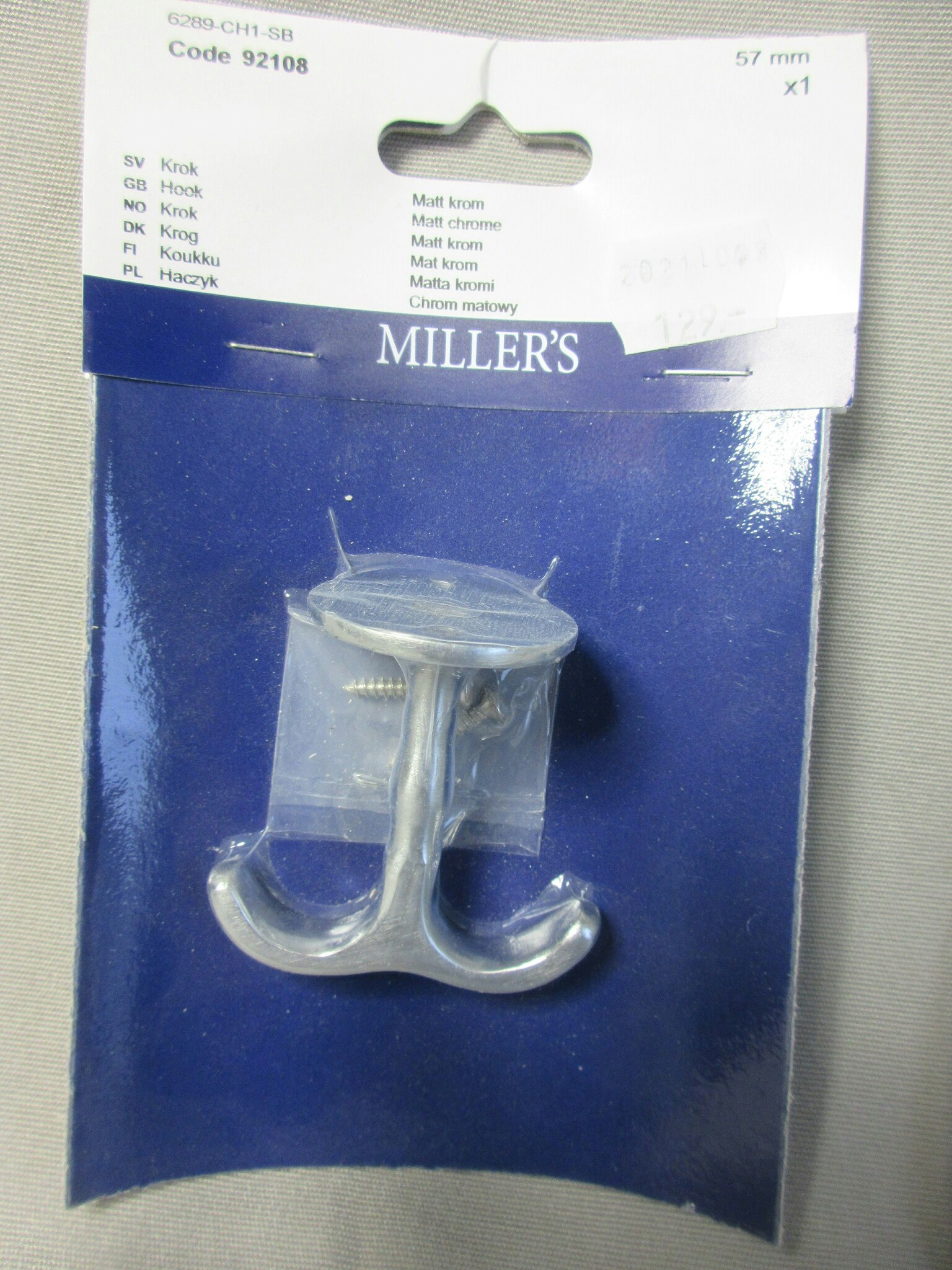 Millers Ankarkrok Matt Krom 57 mm