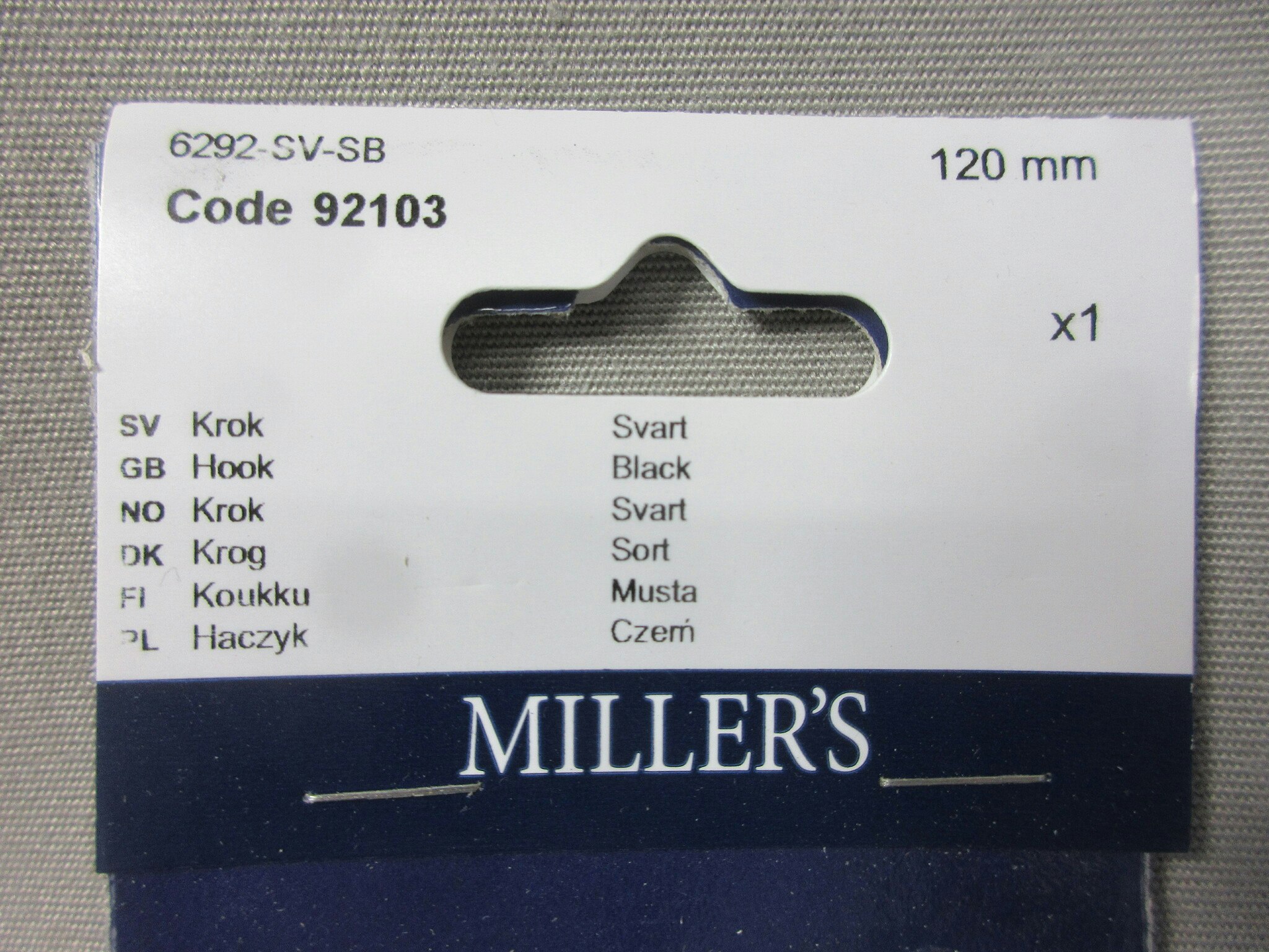 Millers Krok Dubbel Svart 92103. 120mm.