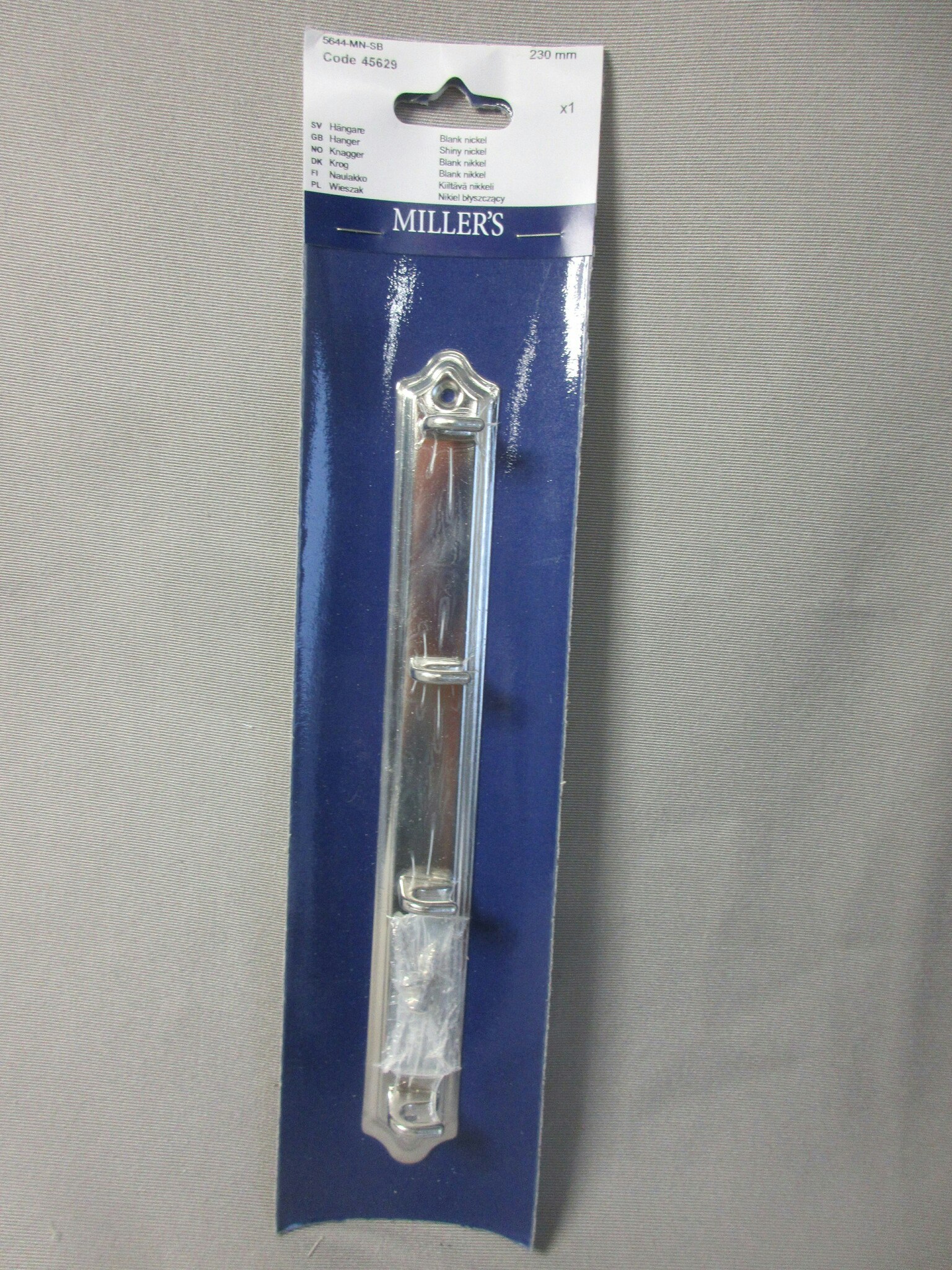 Millers Hängare Blank Nickel. 45629. 230 mm