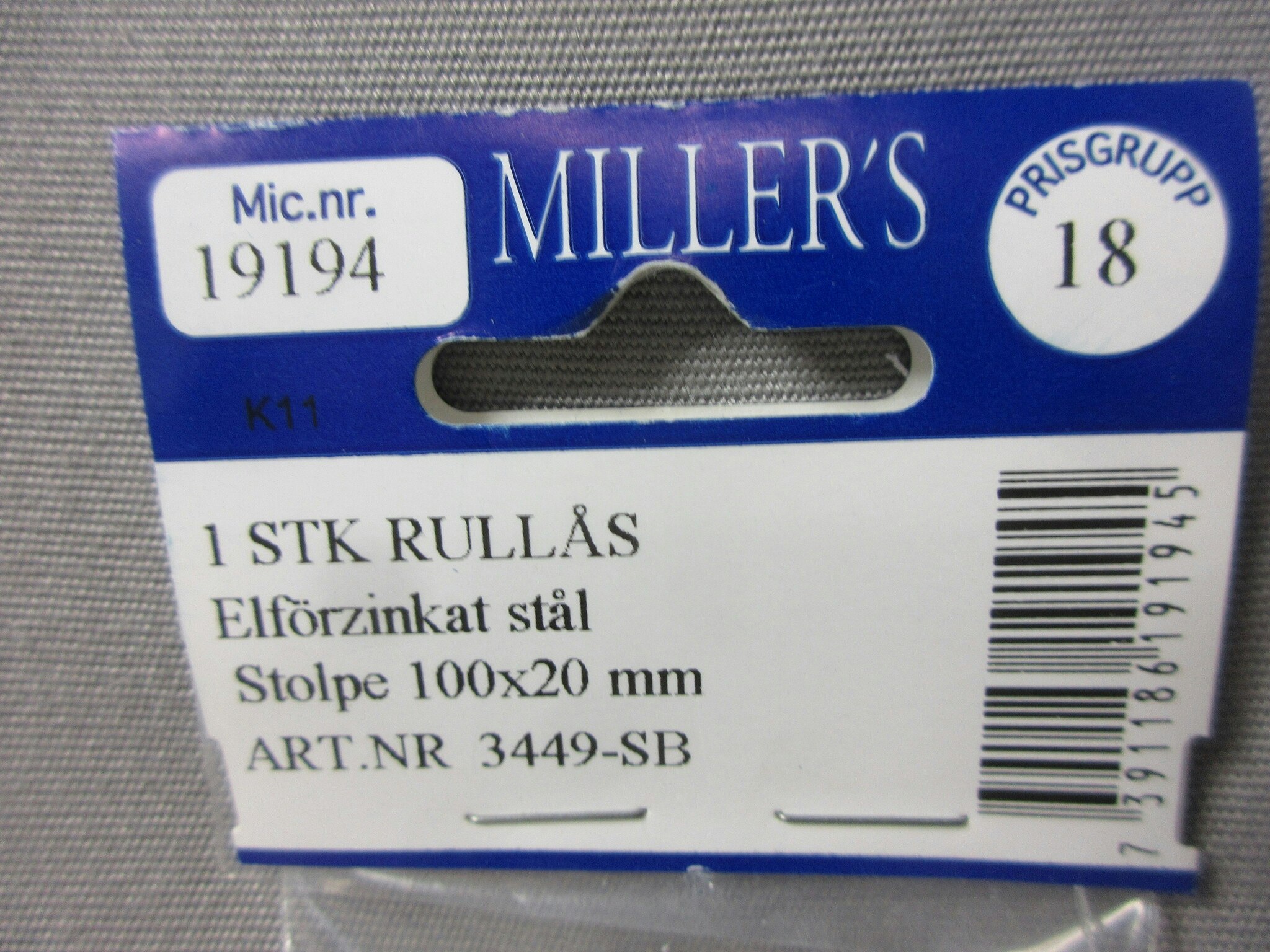 Millers Rullås Stolpe 100x20 mm