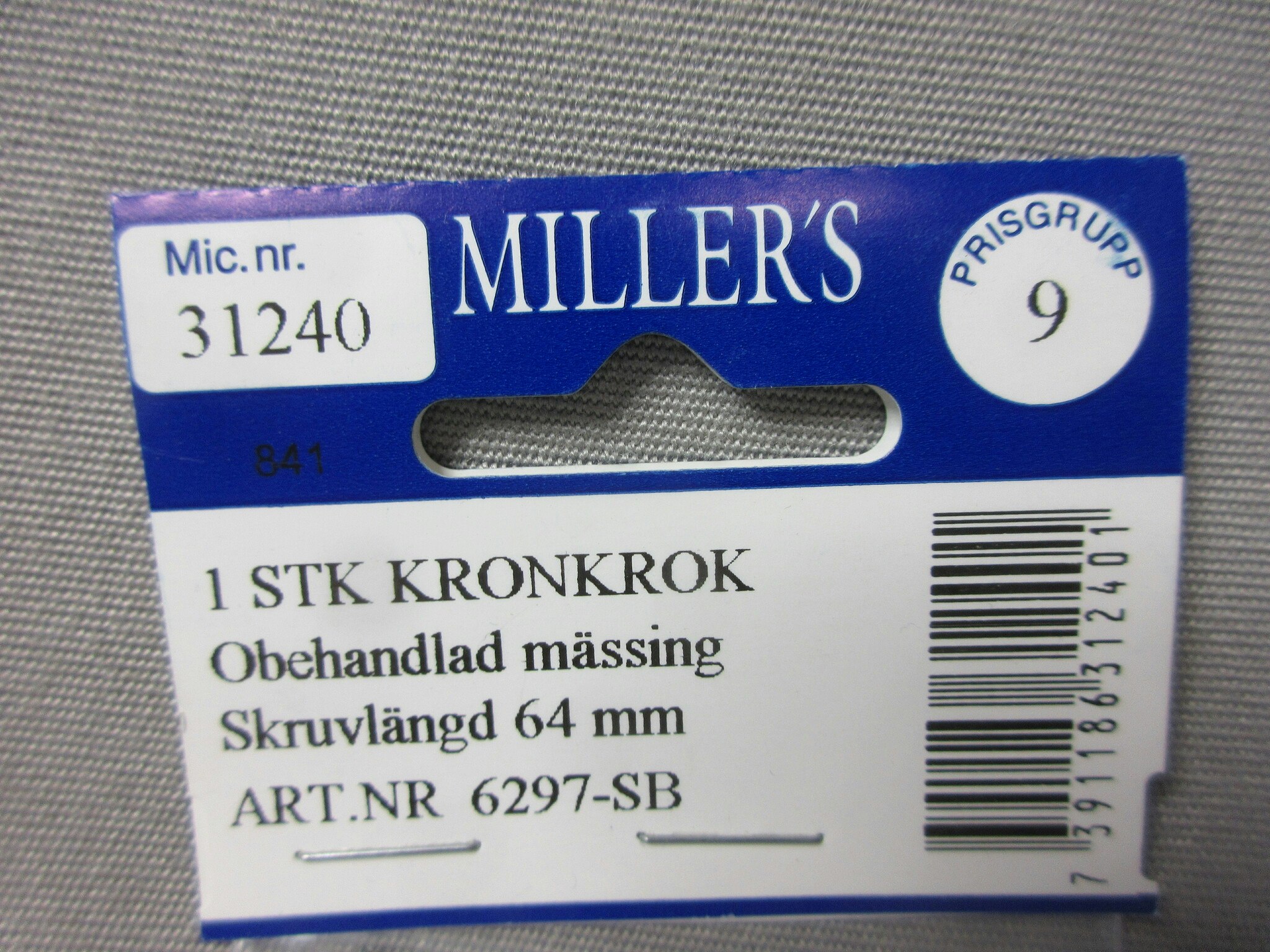Millers Kronkrok Mässing 64 mm.