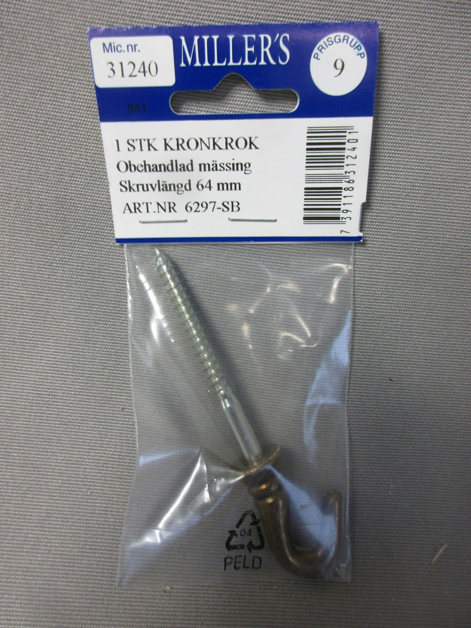 Millers Kronkrok Mässing 64 mm.
