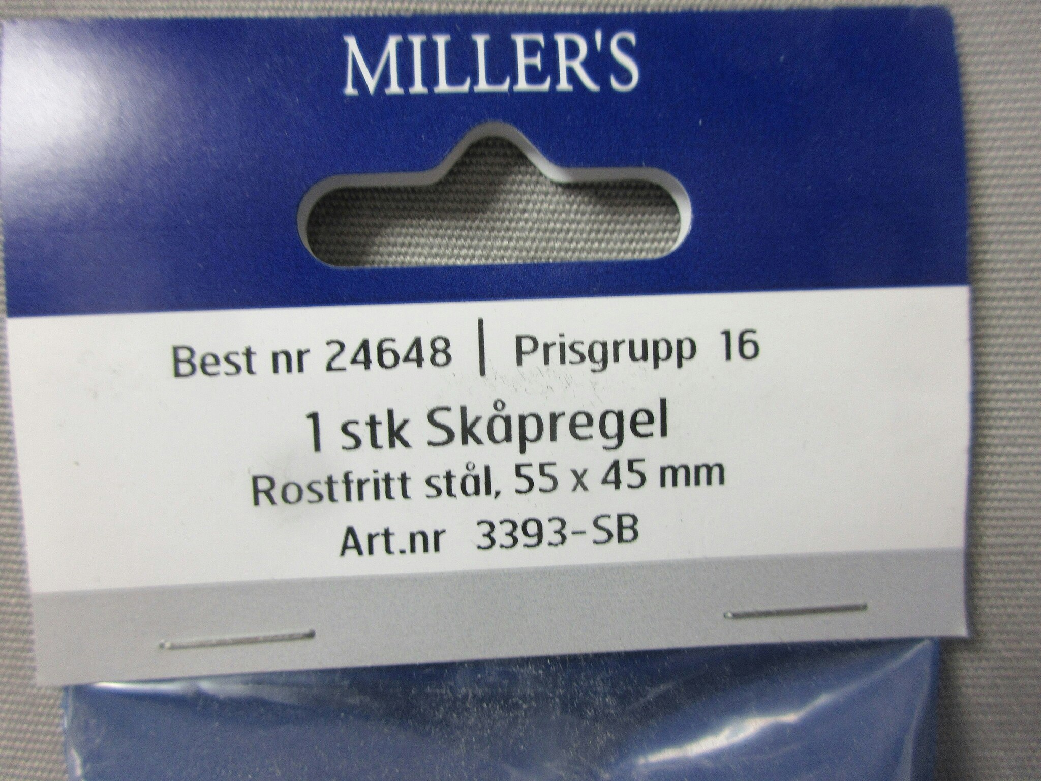 Millers Skåpregel Rostfritt stål 55x45 mm
