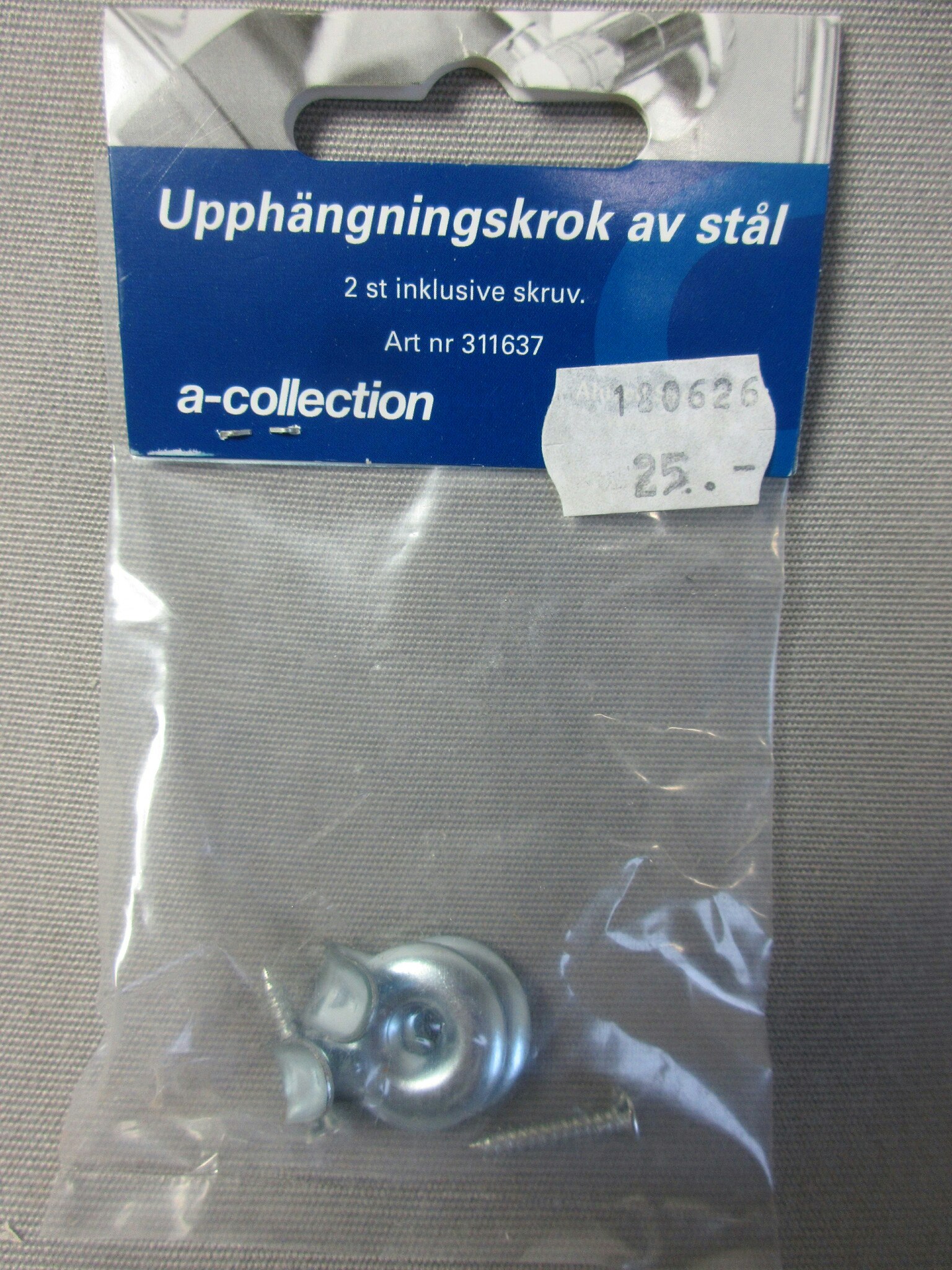 a-collection Upphängningskrok av stål, 2 st.