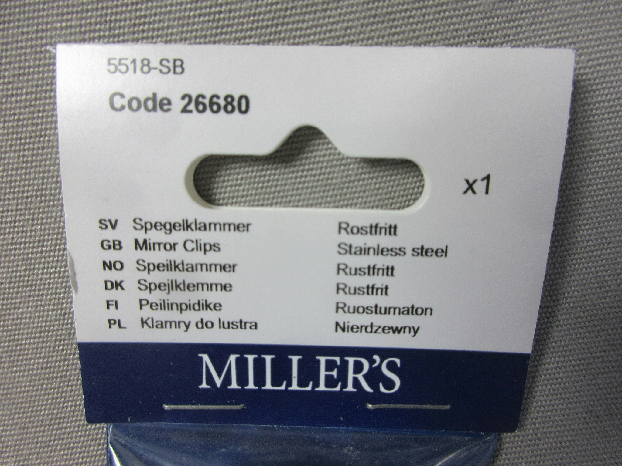 Millers Spegelklammer Rostfritt 4-pack