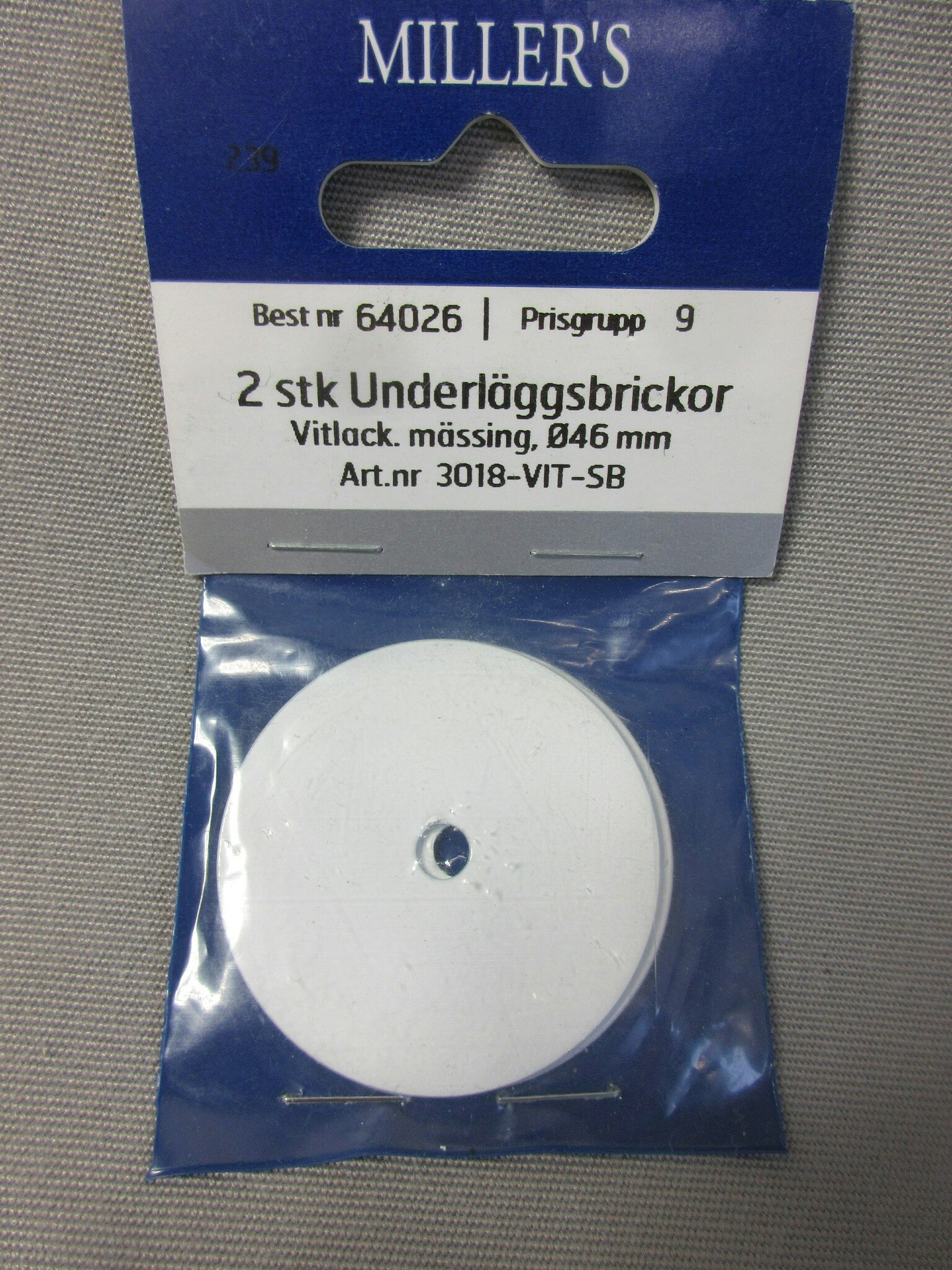 Millers Underläggsbrickor Vitlack mässing 46 mm. 2 st