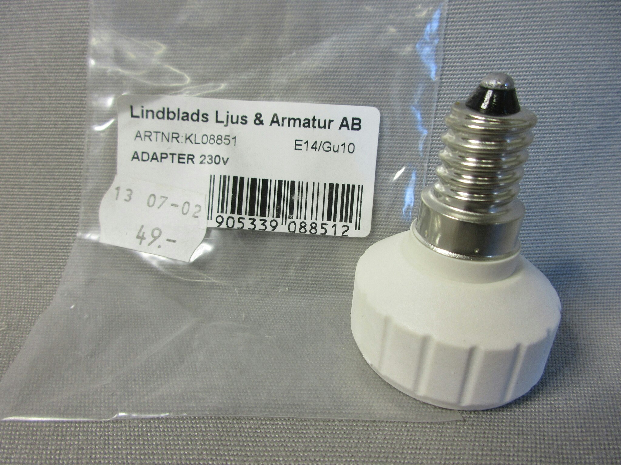 Lampsockeladapter 230V, E14/Gu10
