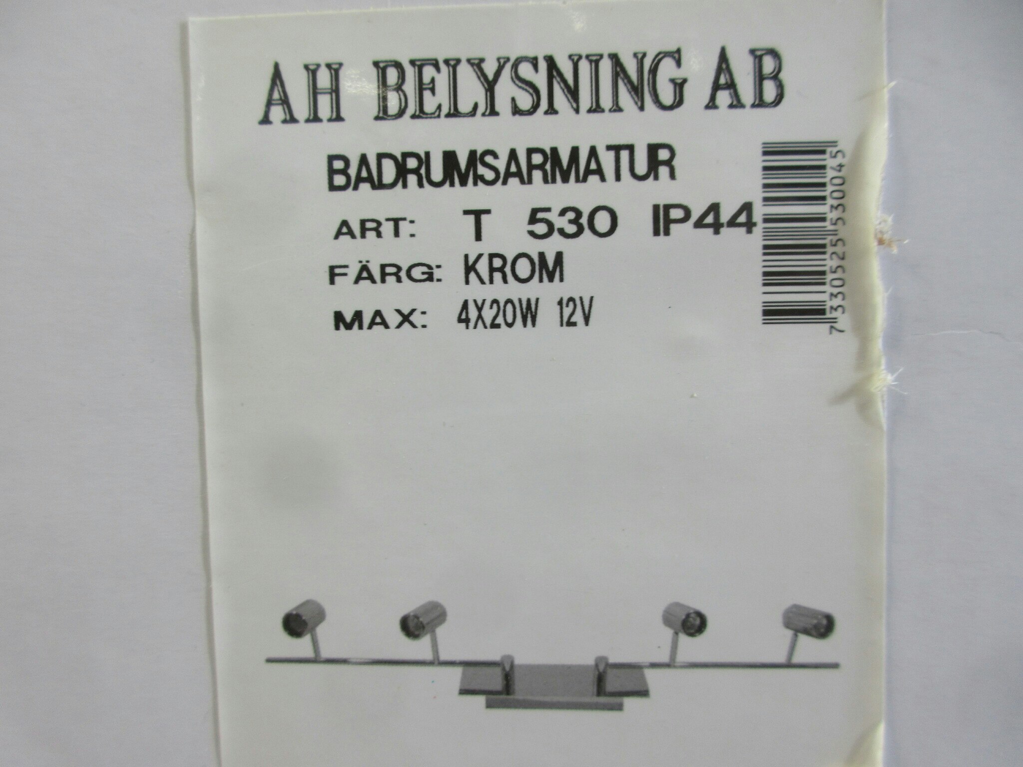 AH Belysning Badrumsarmatur IP44. T530