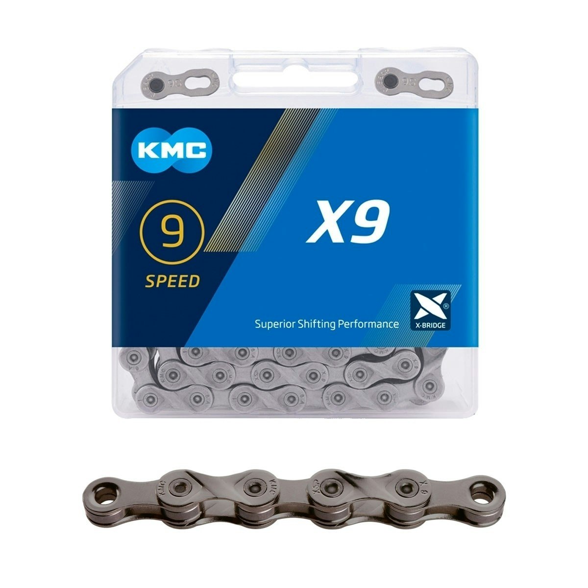 KMC Kedja X9, 9-delad, grå, 114L