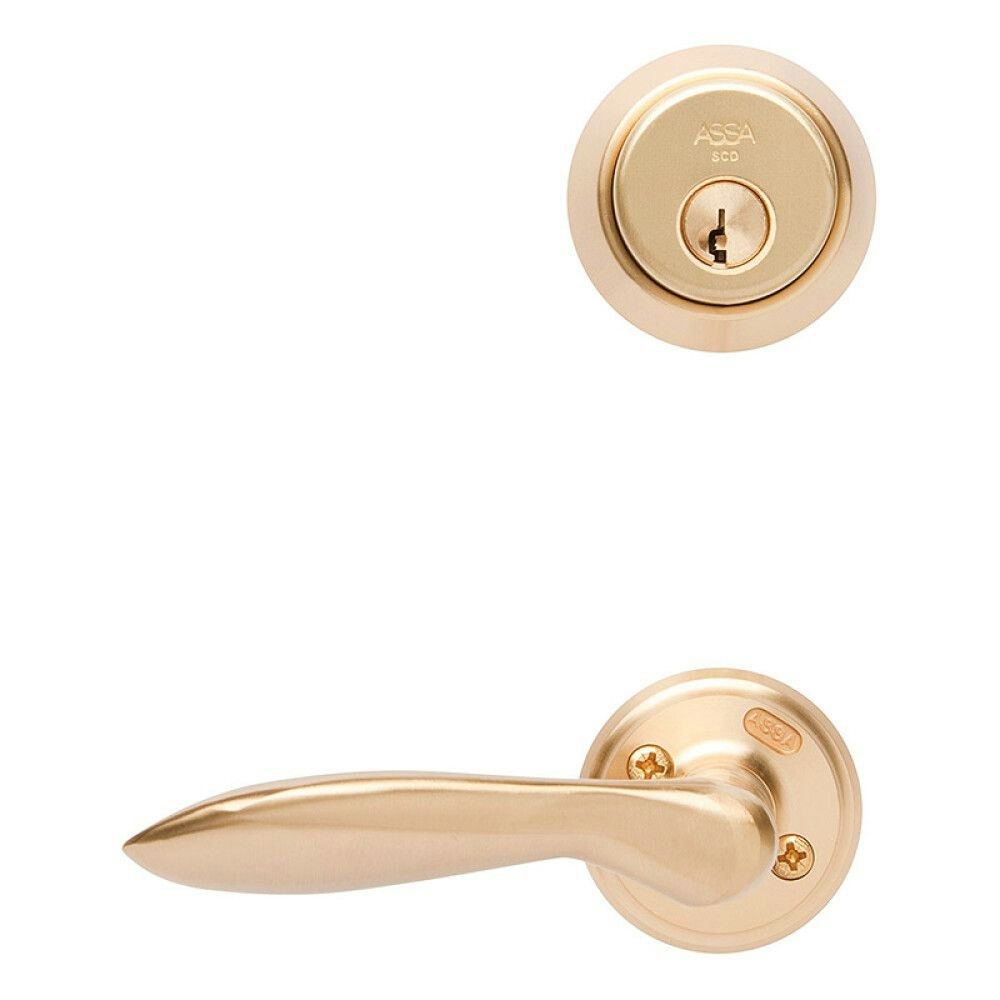 ASSA ABLOY Låssats entré D12-S1 ytterdörr Matt mässing