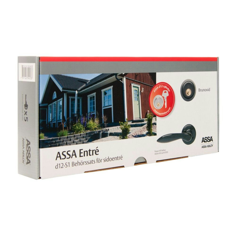 ASSA ABLOY Låssats D12-S1 ytterdörr Brunoxid