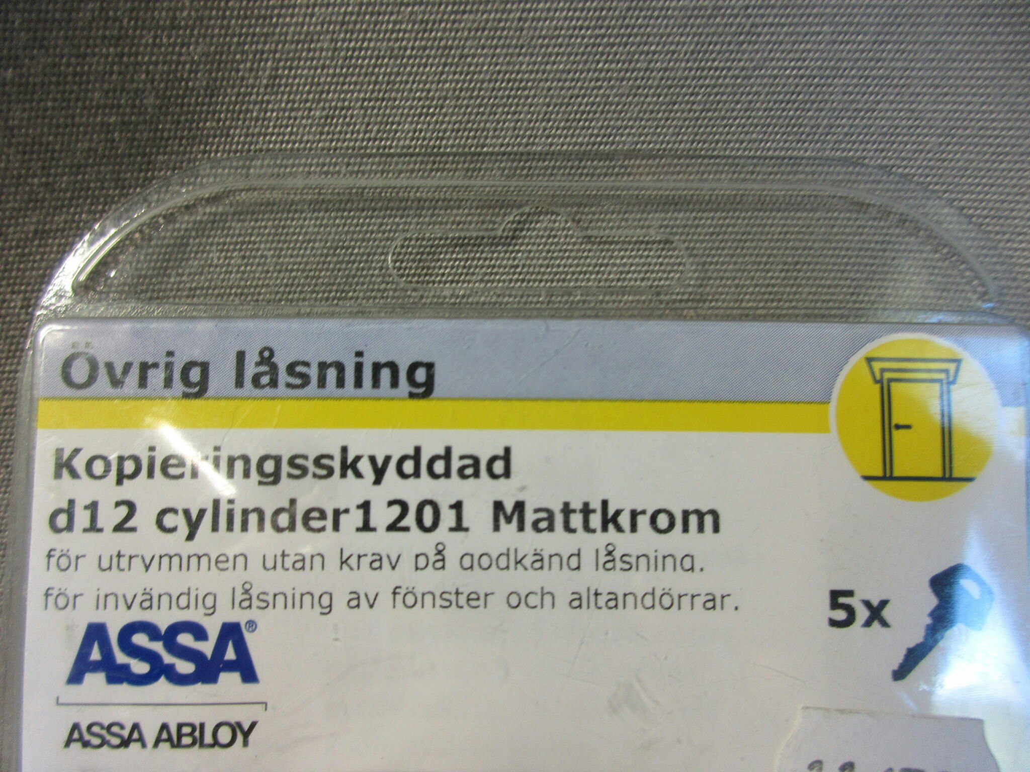 ASSA ABLOY Cylinder d12 1201 LL2 5ny Mattkrom