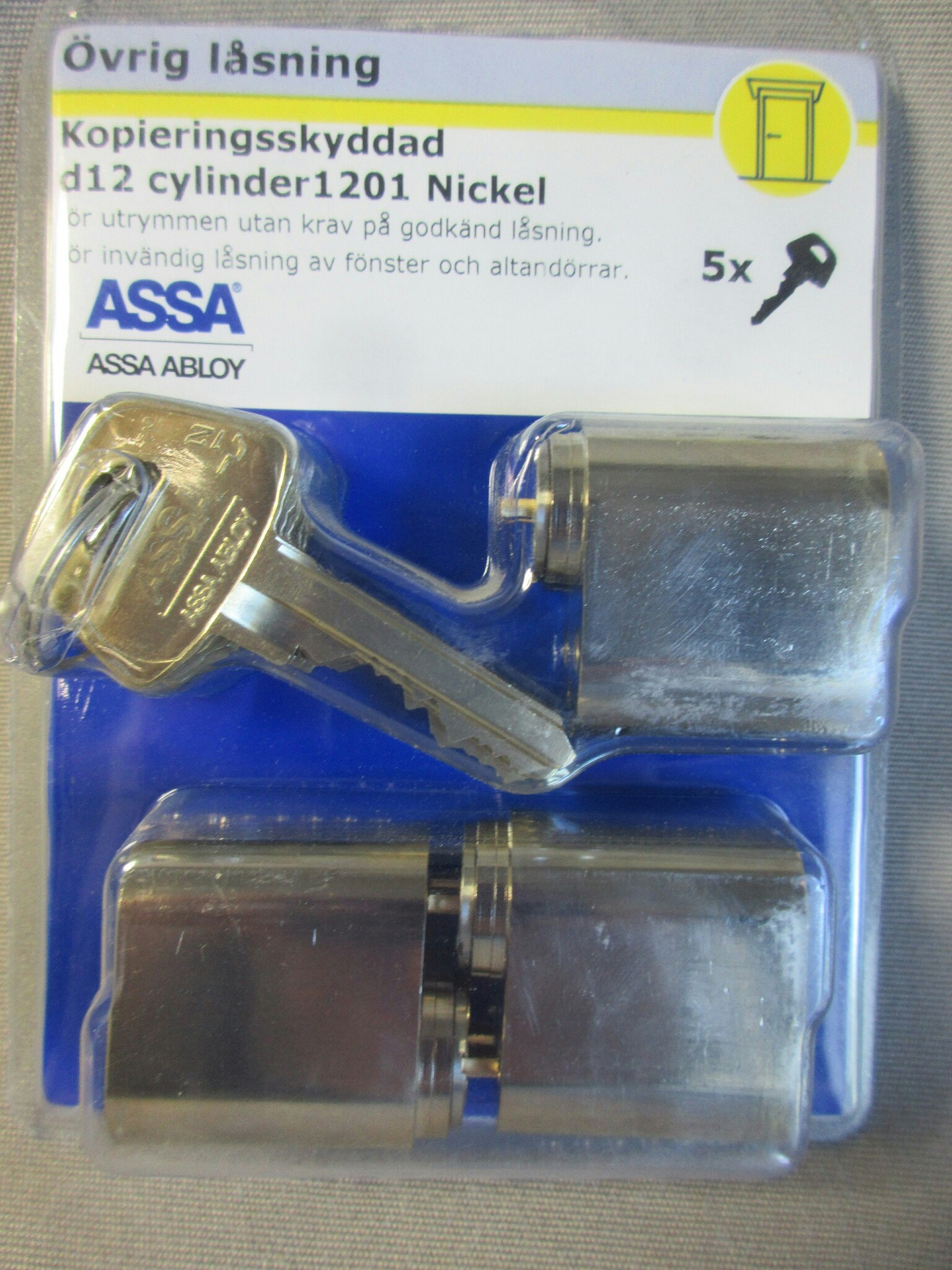 ASSA ABLOY Cylinder d12 1201 LL3 5ny Nickel