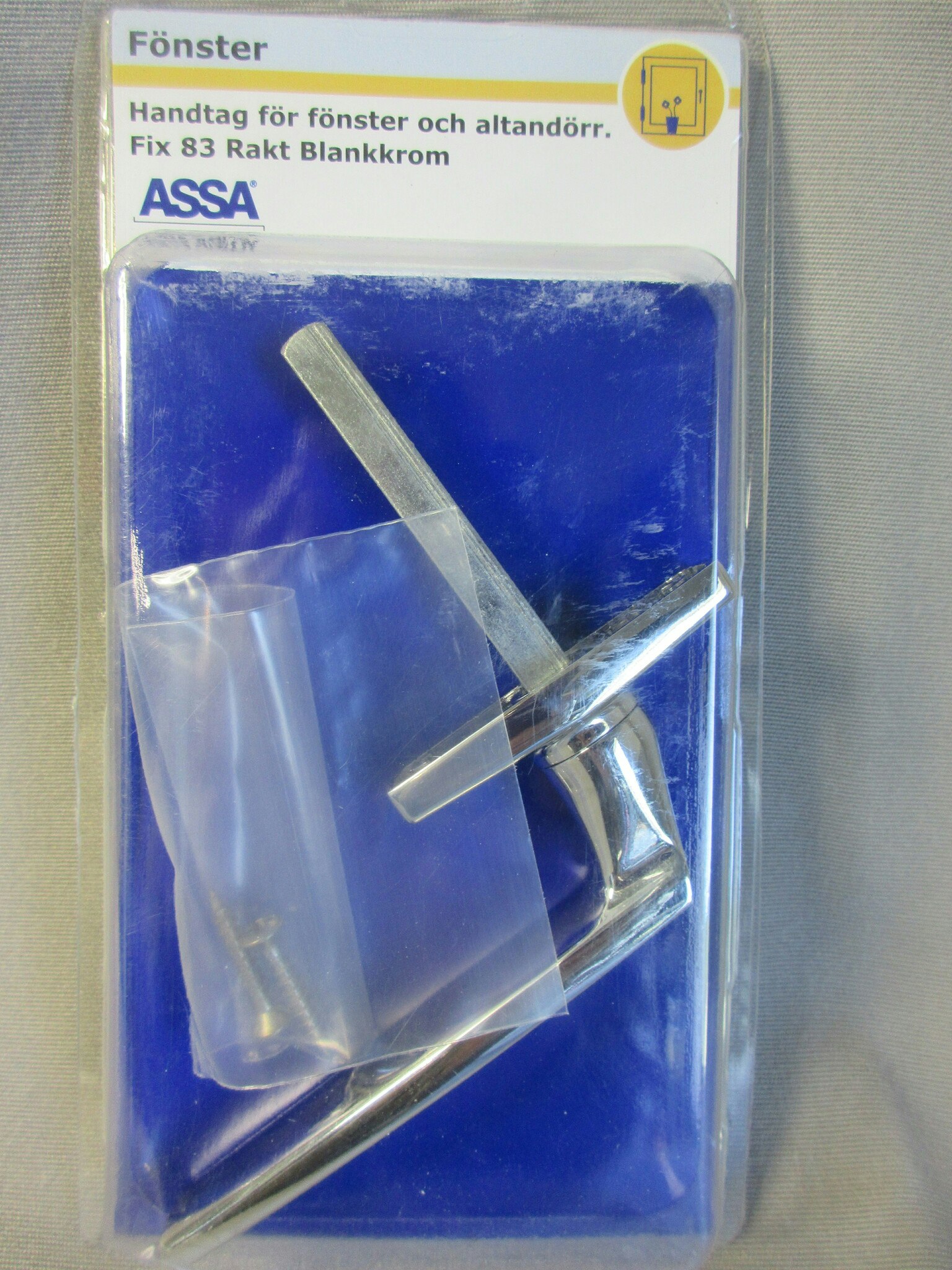 ASSA ABLOY Fönsterhandtag Fix 83 Rakt Blank krom.