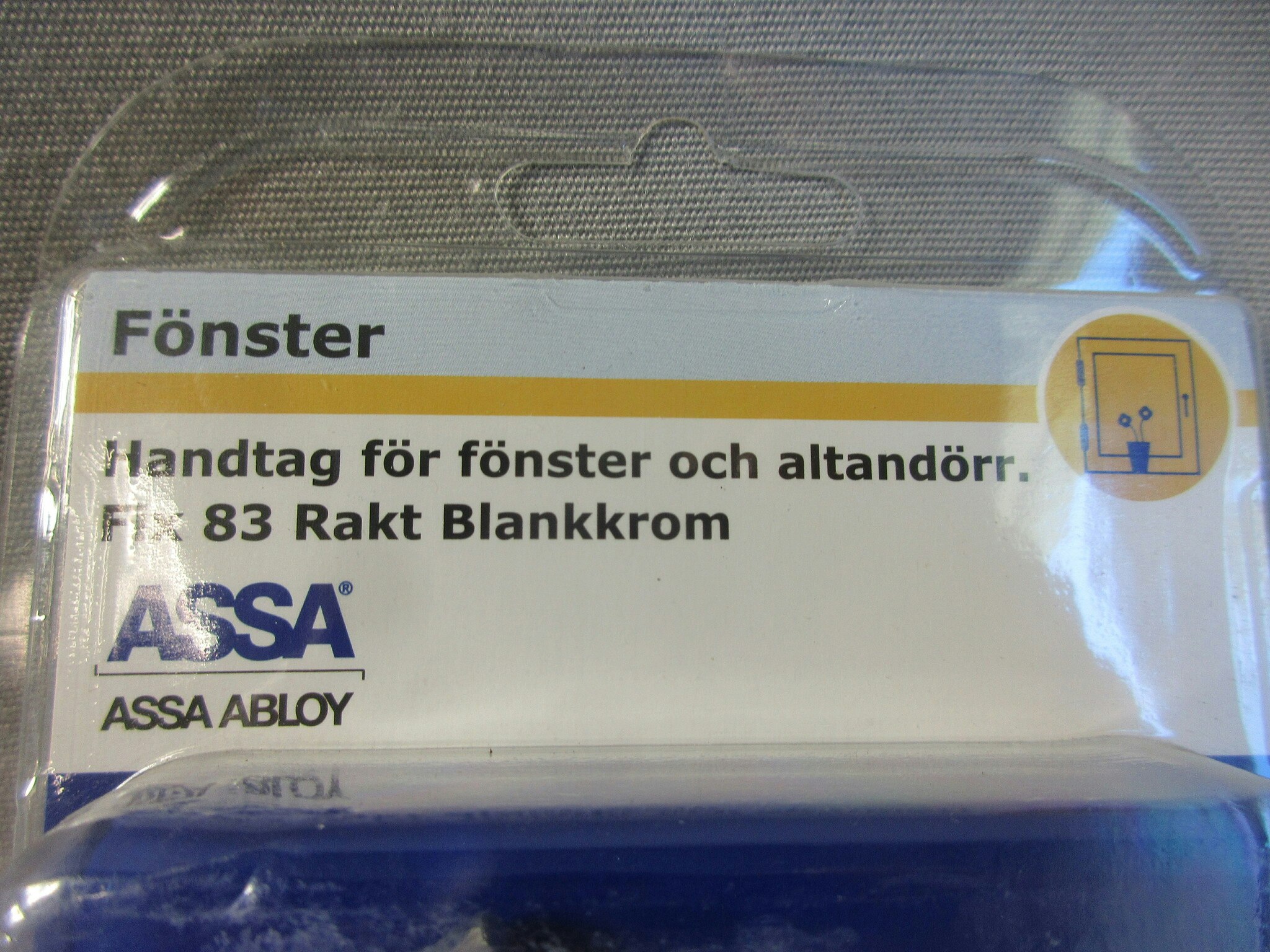 ASSA ABLOY Fönsterhandtag Fix 83 Rakt Blank krom.