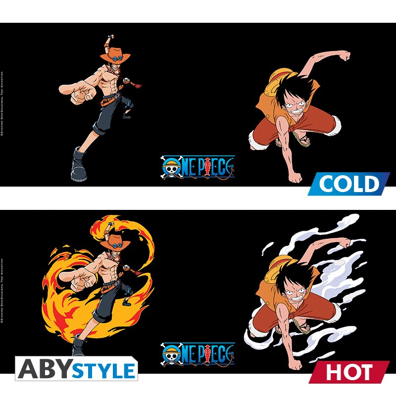 One Piece mugg - Heat Change - Luffy & Ace