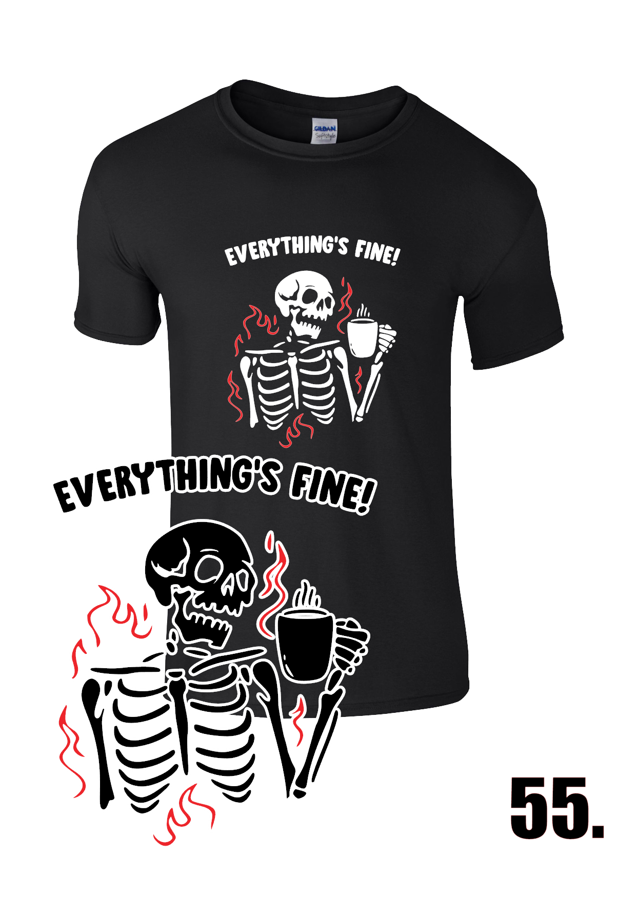 Everyrhing is Fine skeleton t-shirt