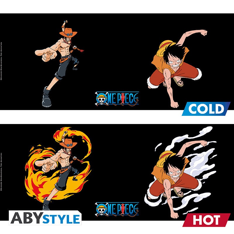 One Piece mugg - Heat Change - Luffy & Ace