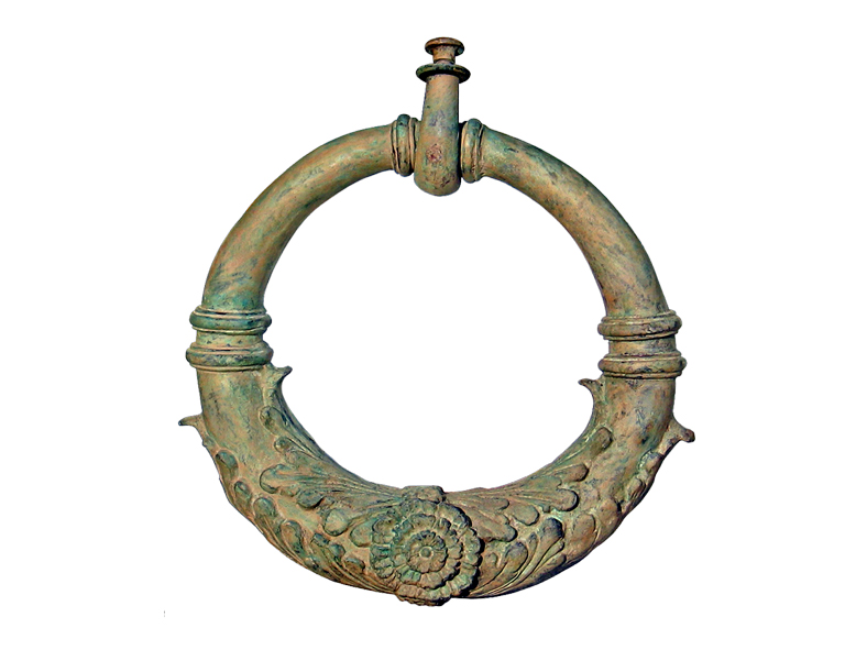 Door knocker, 30 cm, antique green, bronze