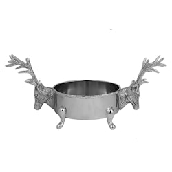 Coaster with deer head, made of nickel plated aluminium