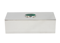 Casket with LAPIS LAZULI stone on the lid, rectangular, height 5.8 cm x 19.5 cm length and 9.5 cm width