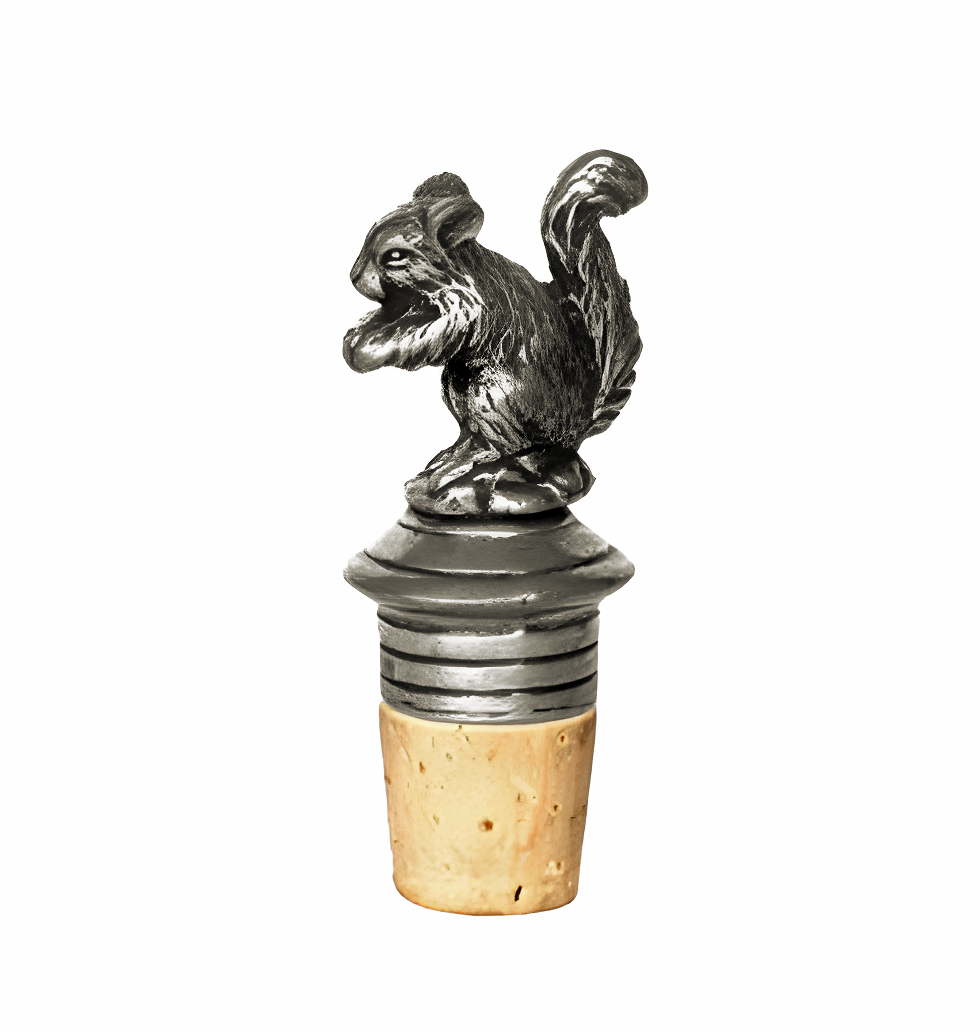Bottle cap in the shape of a squirrel in lead-free pewter from Munka Tenn
