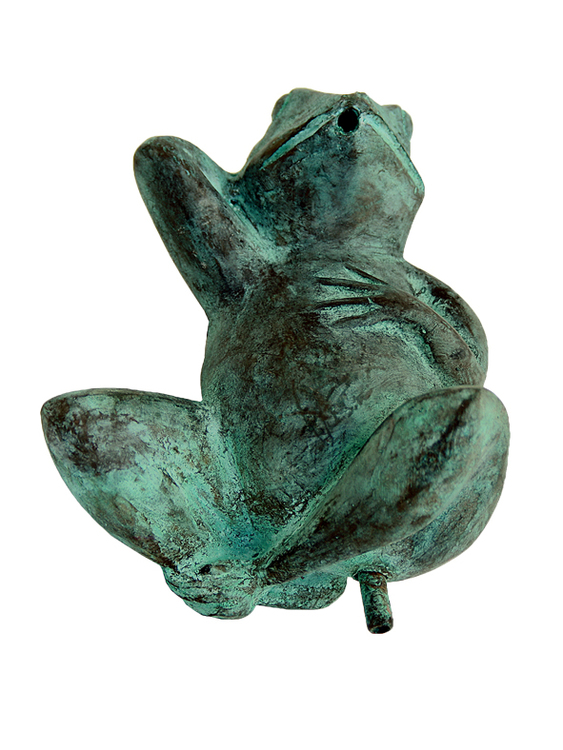 Fountain, frog, in bronze, 15 cm, lying on its back
