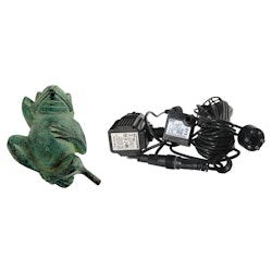 Fountain package; frog in bons, 06 cm, pump, light, hose