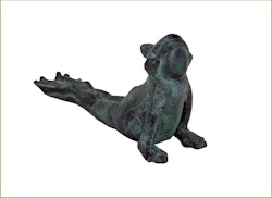 Fountain frog in bronze, "Streching frog", 16 cm