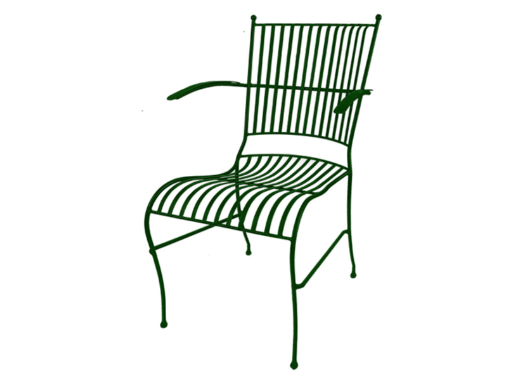 Chair in forged iron DARK GREEN, with armrests from Mr Fredrik
