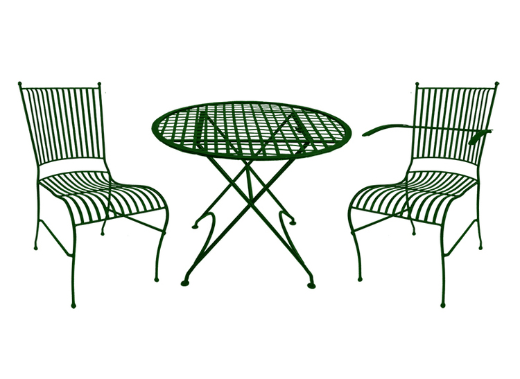 Chair in forged iron DARK GREEN, with armrests from Mr Fredrik