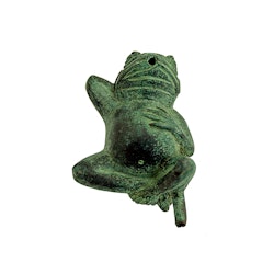 Fountain, frog made of bronze, 08 cm, lying on its back, green