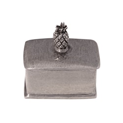 Rectangular box in pewter, lid with pineapple on top, Munka Sweden