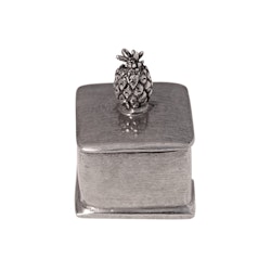 Square box in pewter, lid with pineapple on top from Munka Sweden