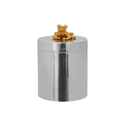 Box in pewter, with gilded frog on lid, design Fredrik Strömblad
