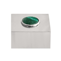 Rectangular box in pewter with Malachite stone on the lid