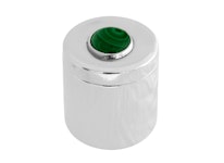 Box in Zinn, mit Stein in Malachit auf dem Deckel, rund 5 x 6 cm, von Munka Schweden